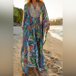 Miss June Paris Long Caftan Aquarelle OS